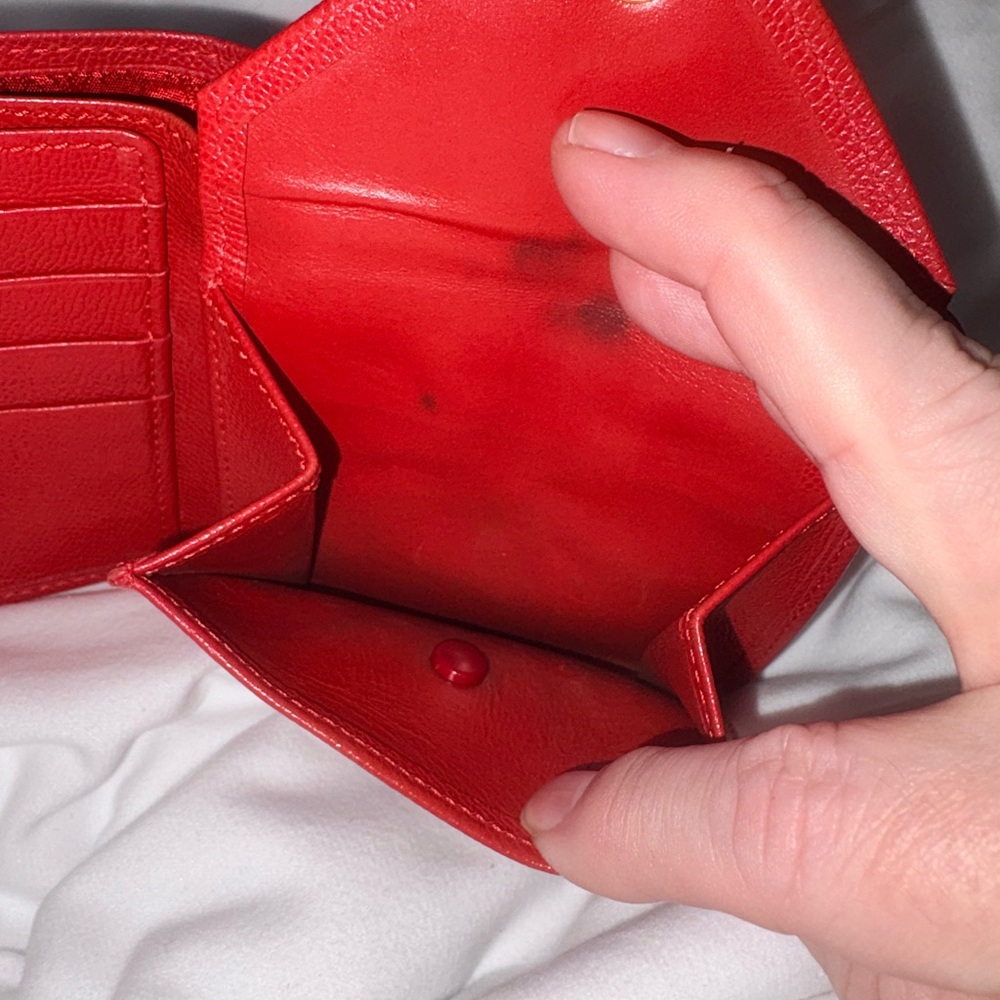Yves Saint Laurent Red Leather Wallet NOT going lower. Will relist @ $260 soon - Picture 4 of 10